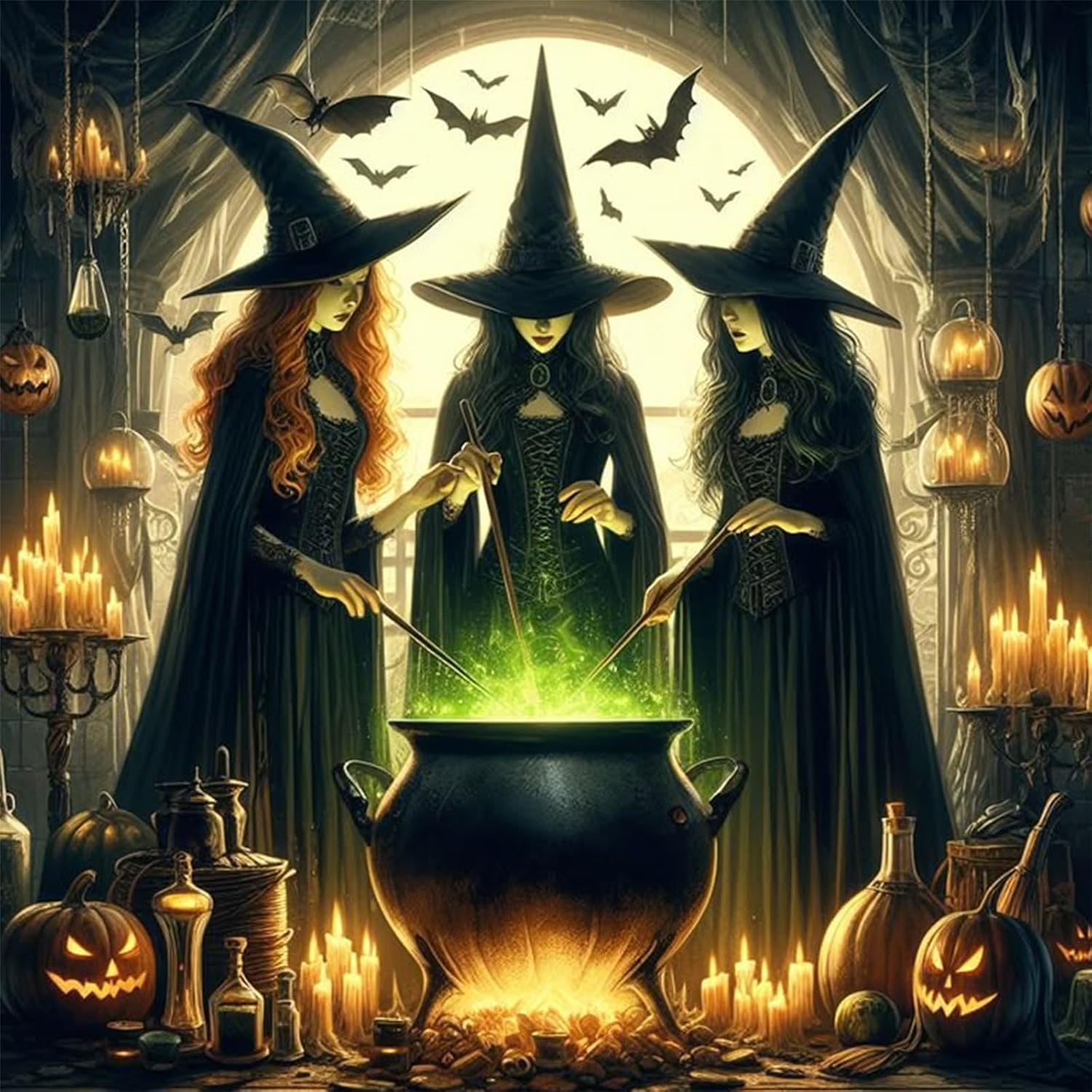 Embroidery Embellishments - RUOPOTY Hexe Diy Diamant Malerei Halloween