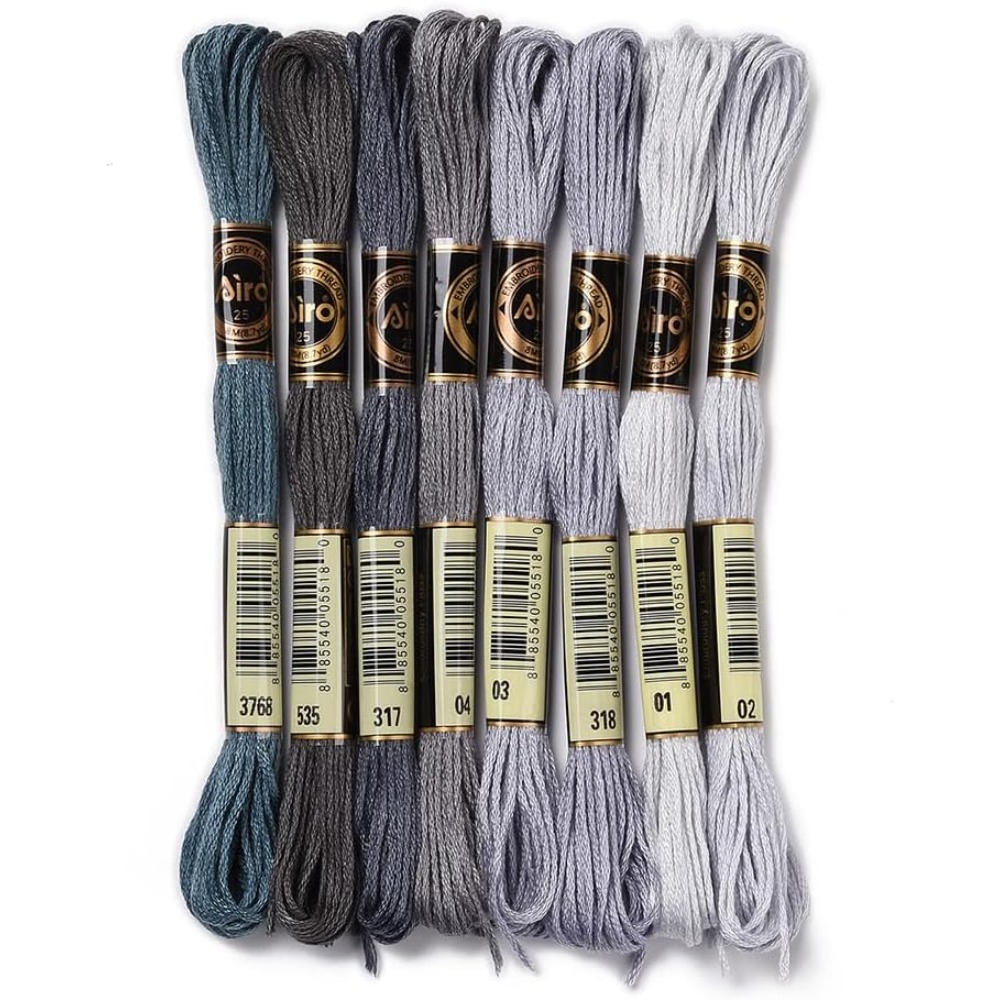Embroidery Embellishments - 8 Stränge, 70 Yards, graue Freundschaftsarmbänder,