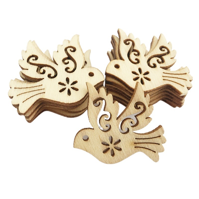 Craft Embellishments - 50 Stück Unbehandelte Holz-Friedenstauben-Ausschnitte, Holzscheiben, Bastelverzierungen
