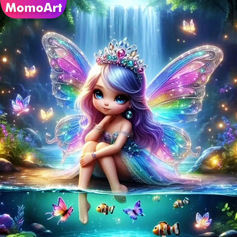 Embroidery Embellishments - Momoart Mädchen-Diamant-Mosaik-Porträt, neu, 2024, Gemälde, Geist,